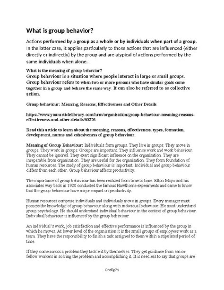 What is group behavior biology